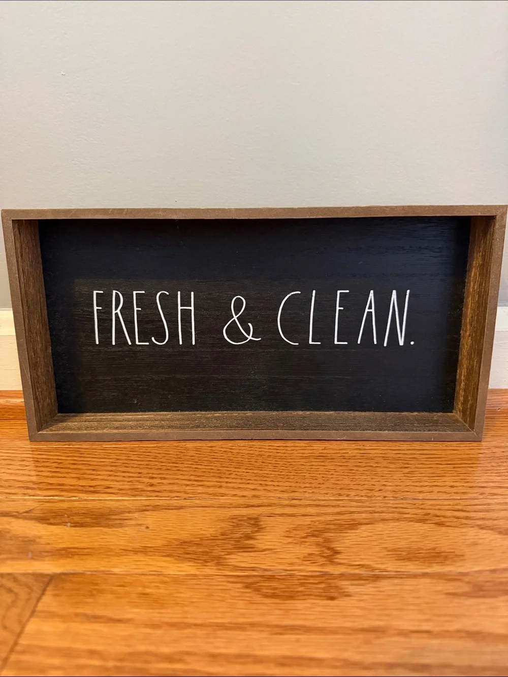 Rae Dunn Black & White Fresh & Clean Wood Vanity Tray